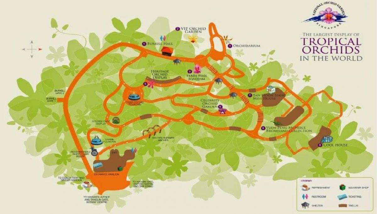 Singapore botanische tuinen kaart