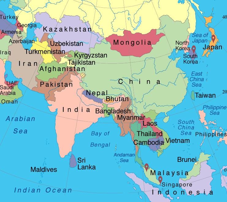Singapore asia kaart