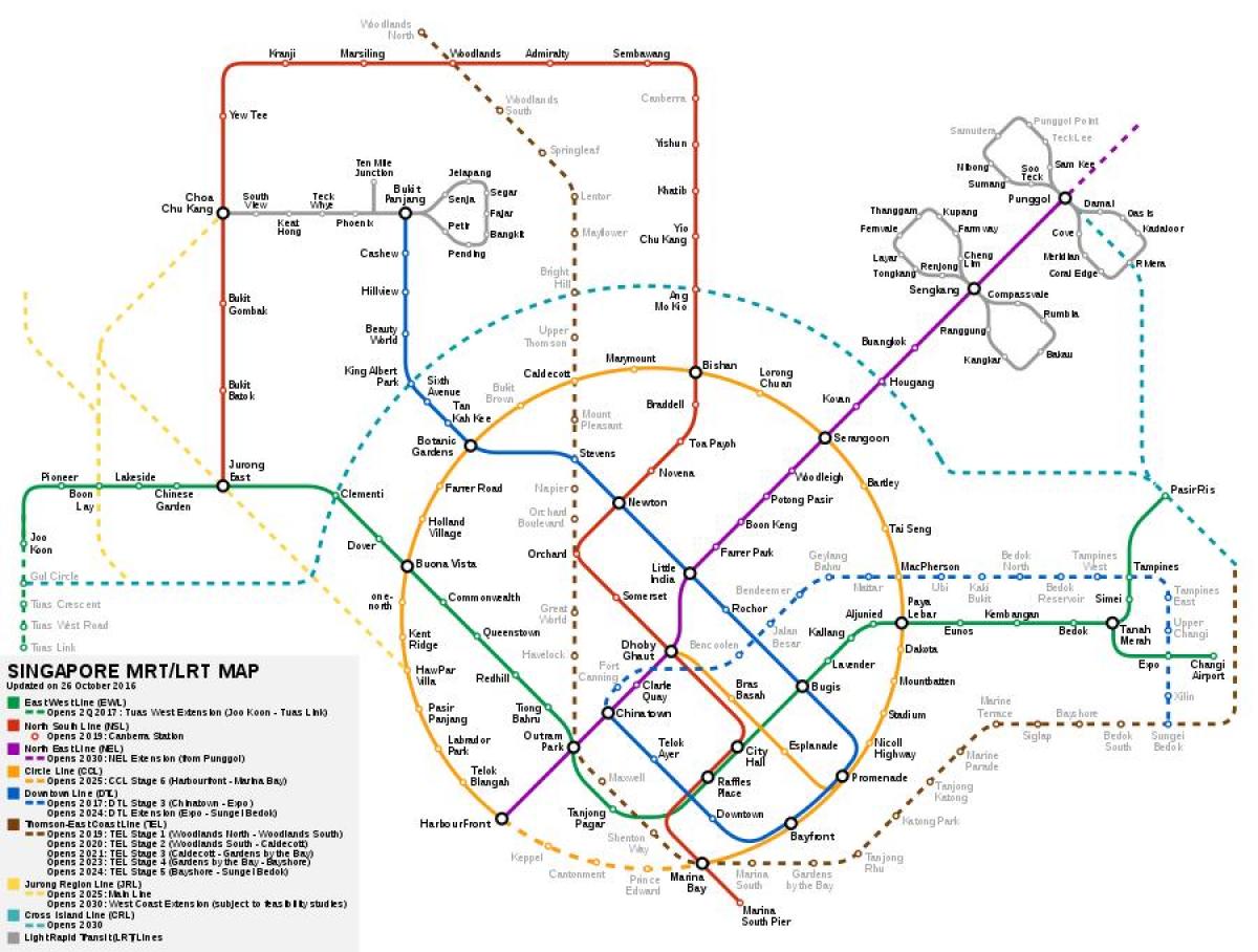 Singapore mrt-systeem kaart