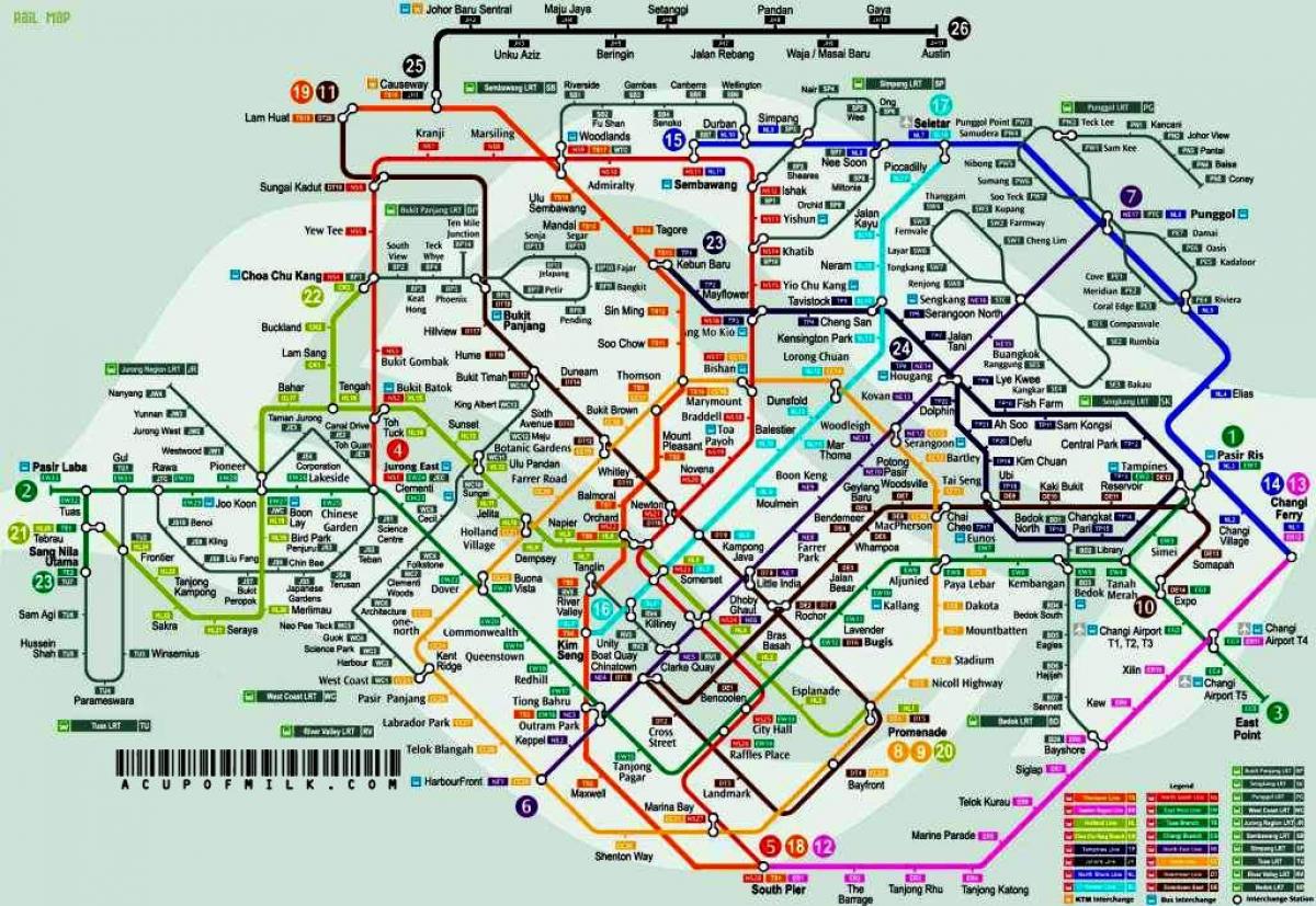 mrt route kaart Singapore