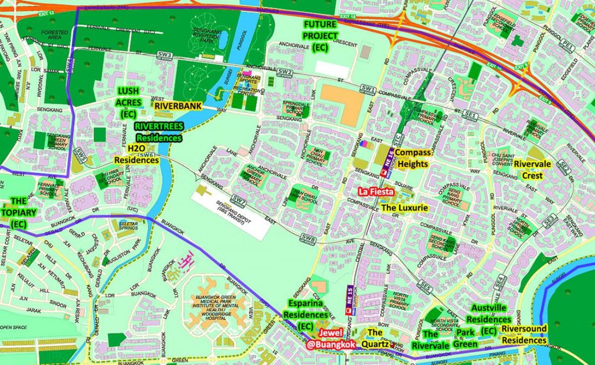 kaart van Sengkang Singapore
