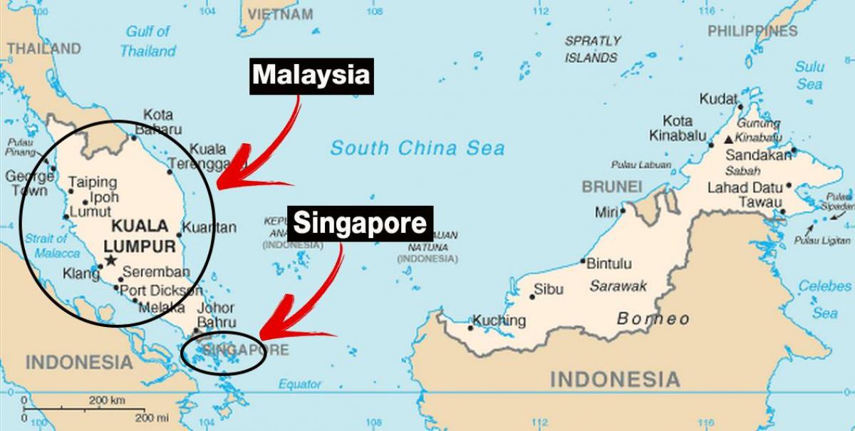 Singapore kaart van de wereld