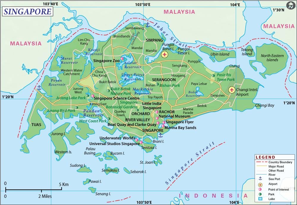 kaart van Singapore city