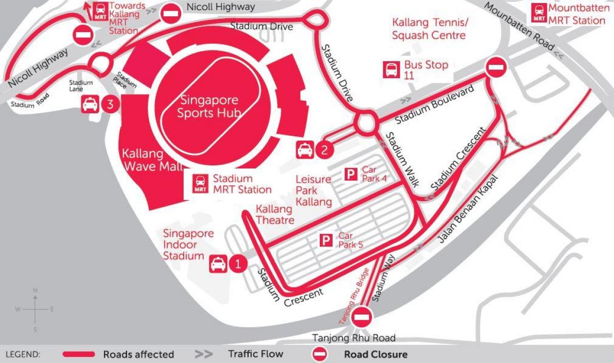 kaart van Singapore sport hub