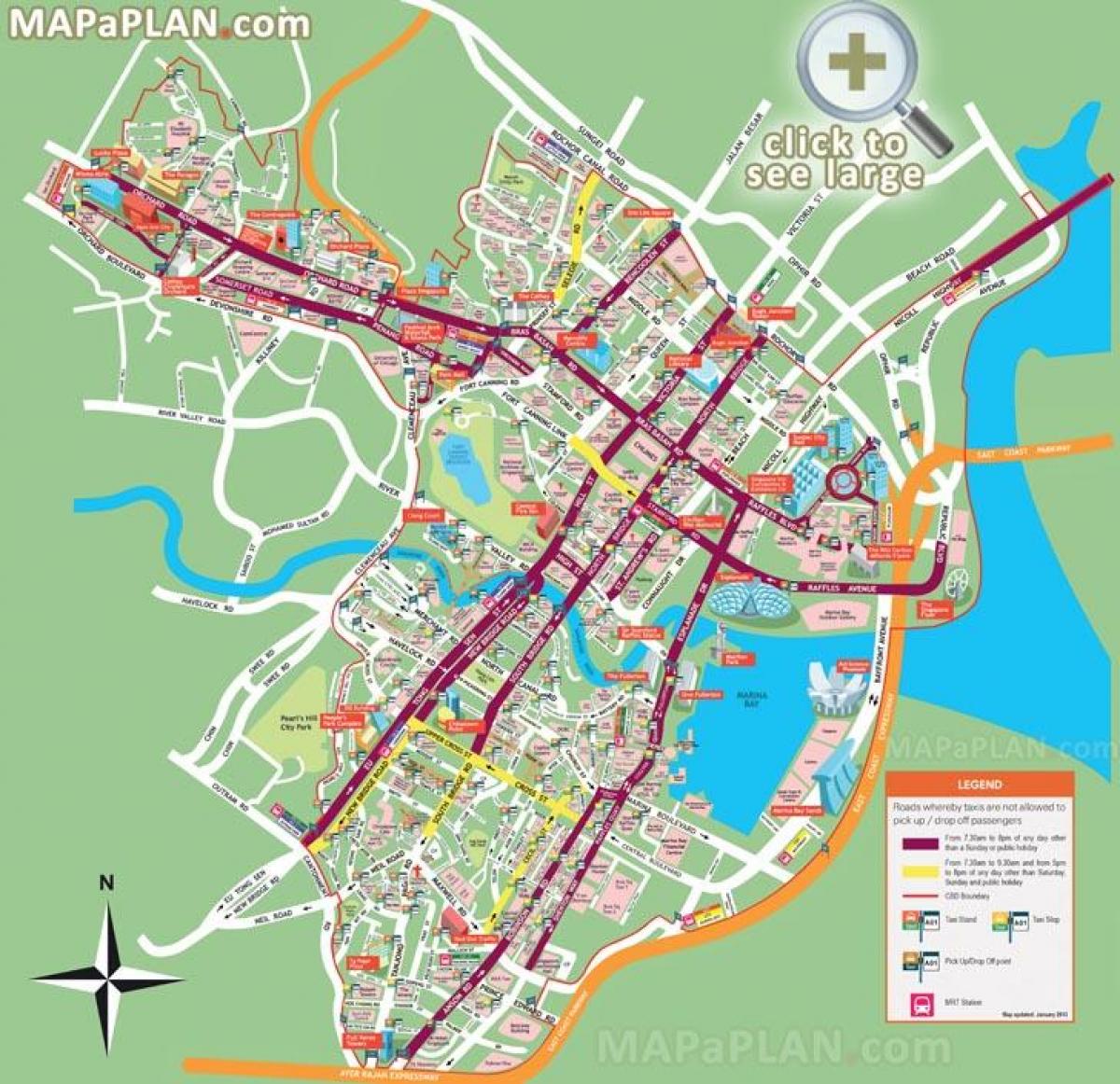 Singapore toeristische plekken kaart