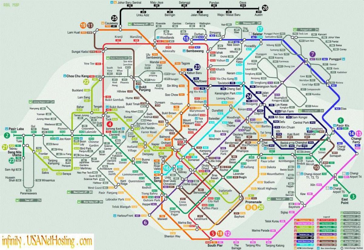 kaart van Singapore vervoer